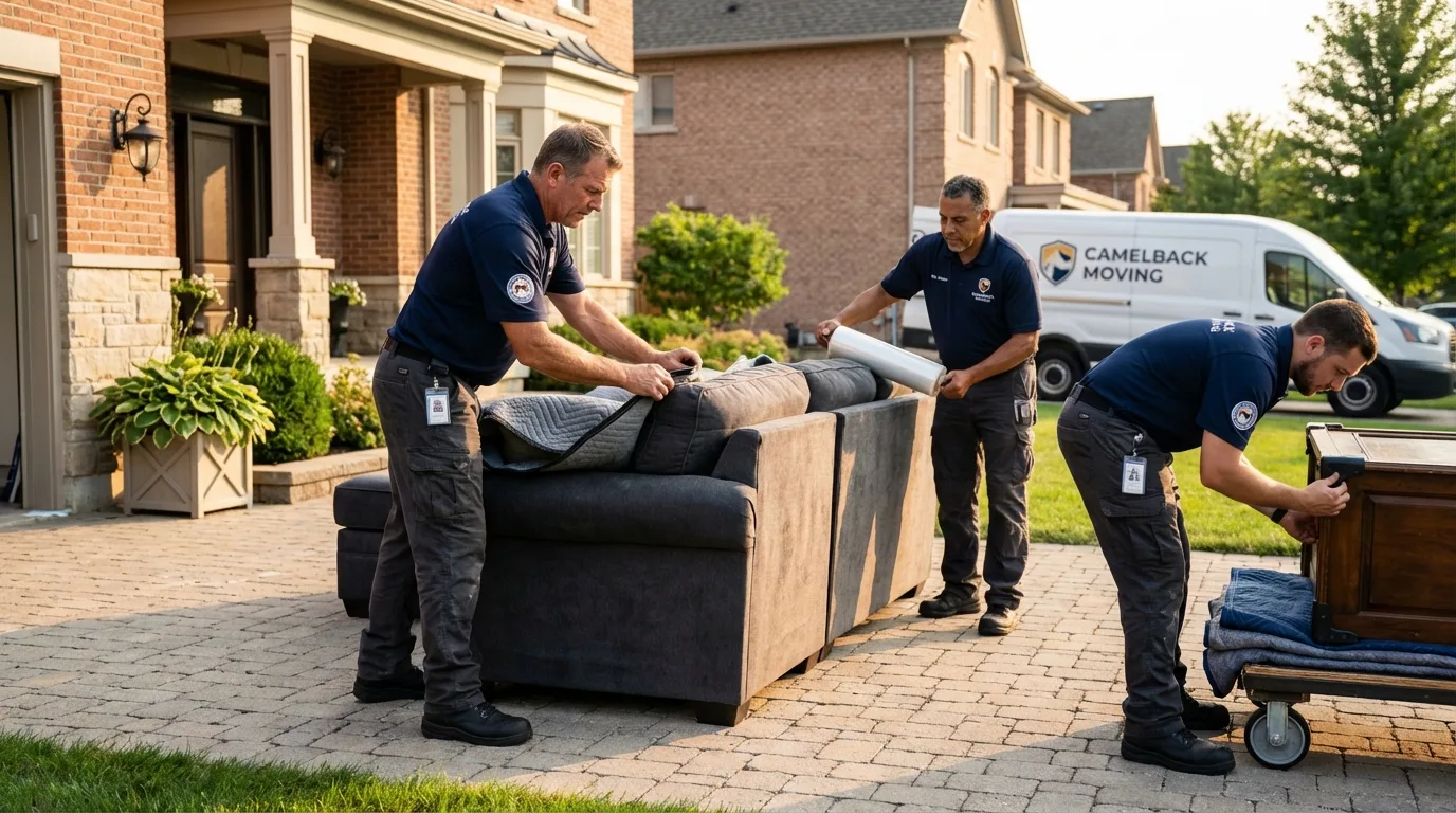 Large estate moving crew wrapping furniture in Knoxville, TN