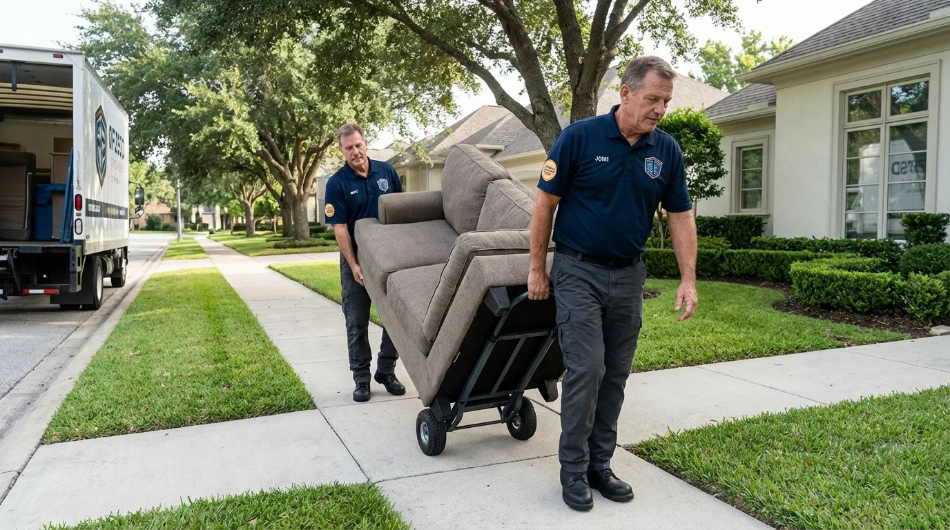 Local residential moving crew loading furniture in Knoxville, TN
